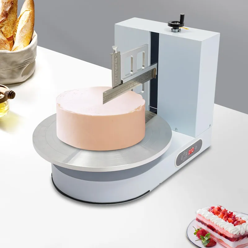 200W Automatic Cake Decorating Machine, 4-16 inch Birthday Cake Cream Spreading Machine Cream Smooth Coating Decoration Adjustable Speed w/LCD Display for Cake Shops, Dessert Shops (White)