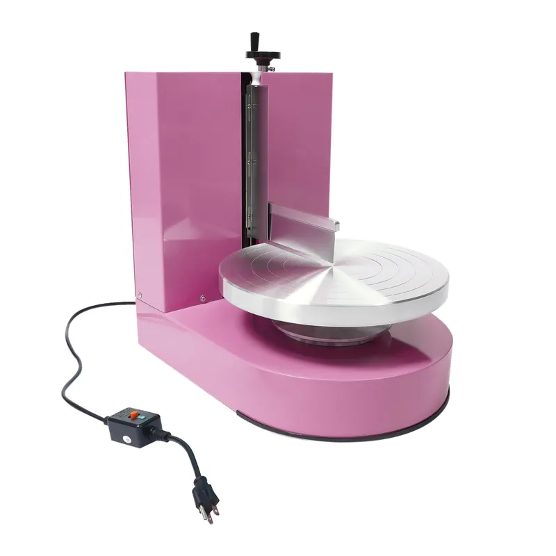 Cake Decorating Machine 200w Automatic,Electric Cake Cream Spreading Machine Applicable 4-12in Cake,Tabletop Cake Cream Frosting Machine With Lcd Display Type For Cake Shops,Households (Pink)