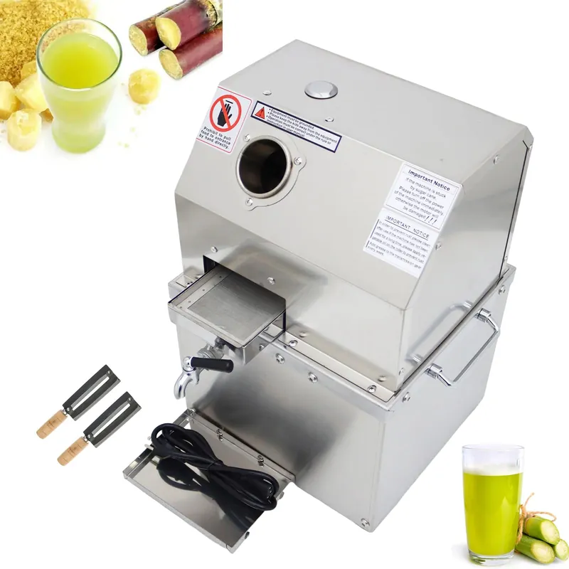 INTBUYING 110V Electric Sugarcane Juicer 800W Sugar Cane Juice Press Machine with Three 304 Stainless Steel Rollers, 2.4" Large Inlet, Max 660LB/H, Vertical Sugarcane Extractor for Home/Commercial