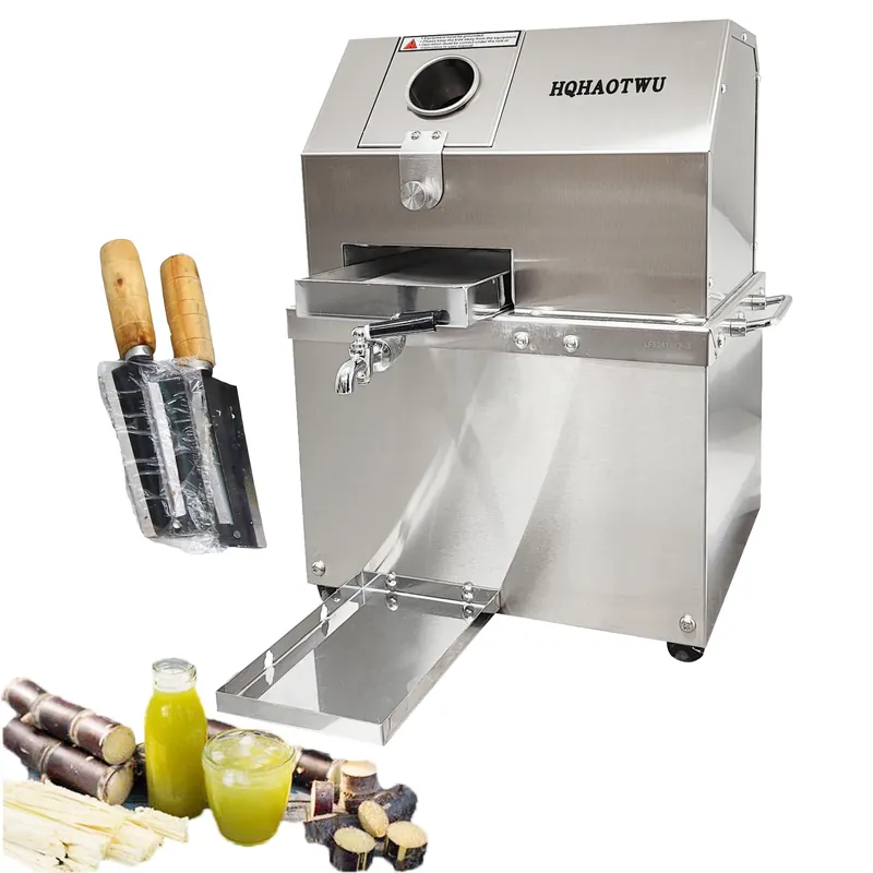 HQHAOTWU Sugarcane Juicer Electric Sugarcane Press Desktop Sugarcane Ginger Sorghum Stalk Press Sugarcane Juice Extractor 3 Stainless Steel Rollers Juice Press Machine 300Kg/H with 2 Knives 110V