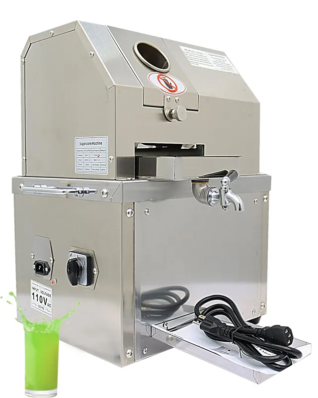 WYDDDARY Desktop Electric 3 Rollers Sugarcane Juicer Stainless Steel Desktop Sugarcane Press Juice Extractor with Openable Cover for Home Commercial Juicing110V 800W