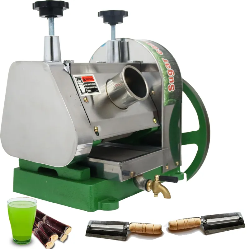 Banfluxion Manual Sugar Cane Juicer Machine Stainless Steel Sugar Cane Juicer Machine High-Efficiency Juice Press Extractor with 2 Peeling Knives and Filter
