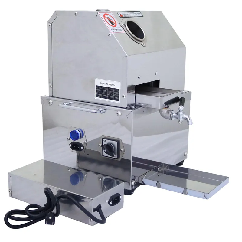TECHTONGDA Commercial Sugar Cane Juicer Sugarcane Press, 304 Stainless Steel 3 Roller Sugar Cane Extractor with Cleaning Port and Transformer 24V DC or 110V AC, for Sugar Cane Ginger Juicing