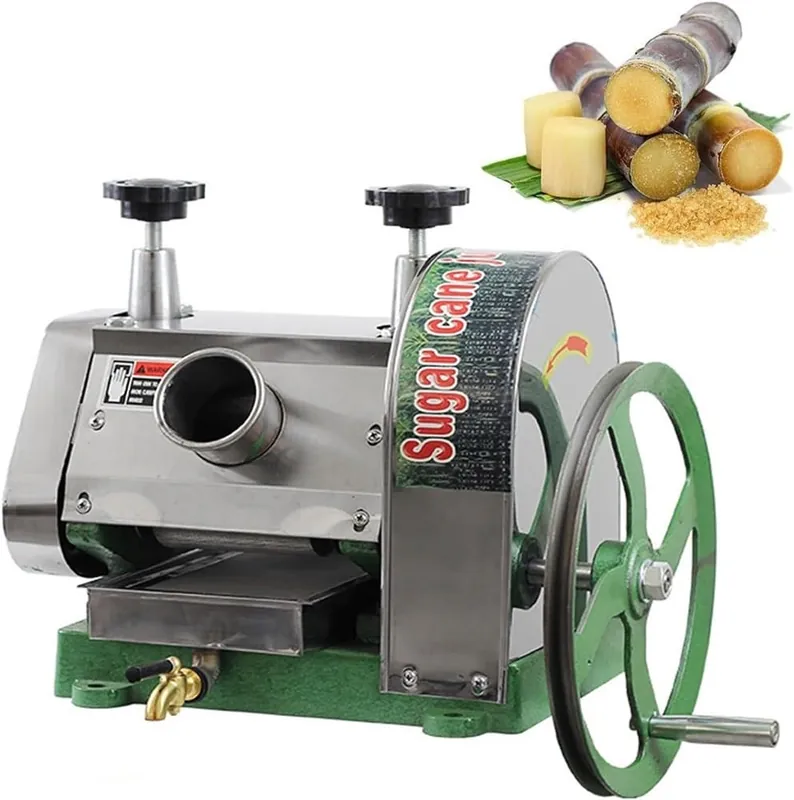 QIUFANGM Manual Sugar Cane Juicer Machine, Stainless Steel Sugar Cane Press, 50kg/h Sugar Cane Juice Squeezer, Sugarcane Press Extractor with Handwheel, for Homes Commercial