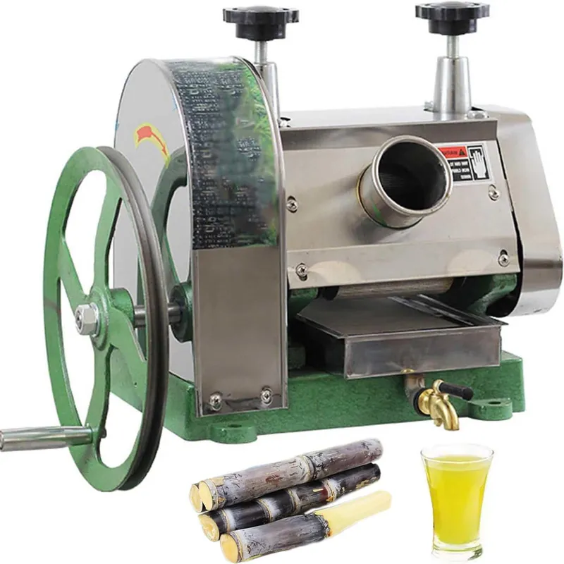 Commercial Manual Cane Juice Machine – 3-Roll Stainless Steel Juicer & Grinder, Countertop Sugar Cane Extractor for Fresh Juice, Sweet Sorghum & Molasses Production