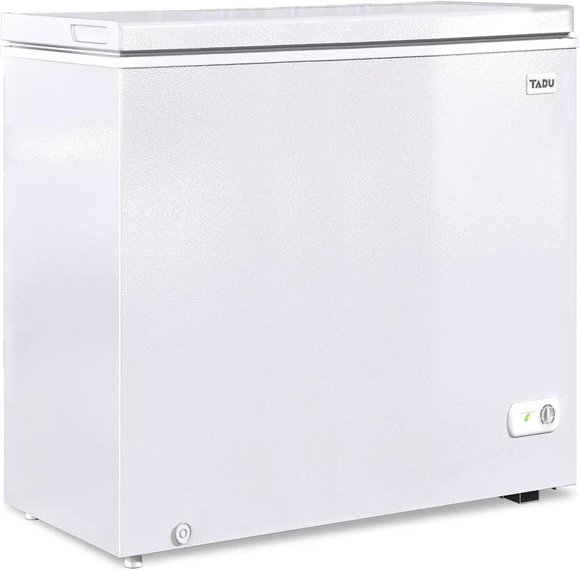 TABU 12.0 Cu Ft Chest Deep Freezer, Large Freestanding Chest Freezer with 7 Level Adjustable Thermostat, Compact Top-opening Deep Freezer with Removable Storage Basket, White