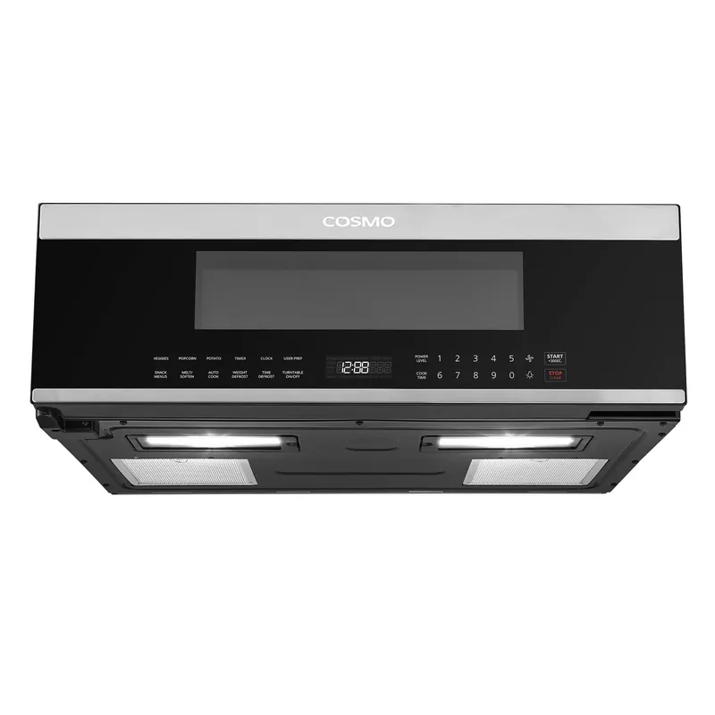 COSMO COS-3012ORLP1SS 30 in. Stellar Collection 1.2 cu. ft. Slim Over the Range Microwave, 1000W, Automatic Presets, Touch Controls, Black