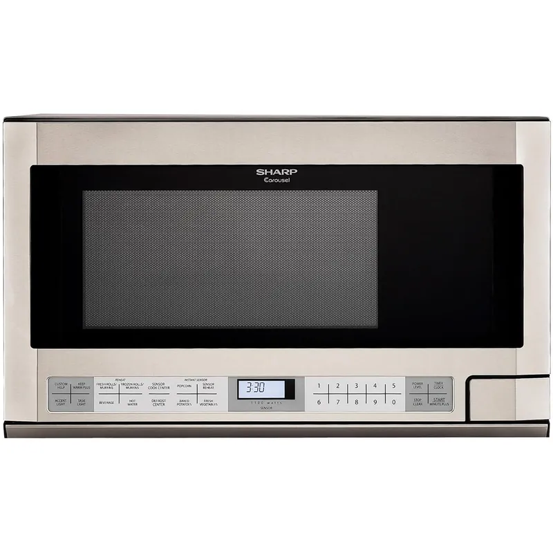 Sharp R1214TY 1.5 Cu. Ft. 1100W Over-the-Counter Microwave in Stainless Steel