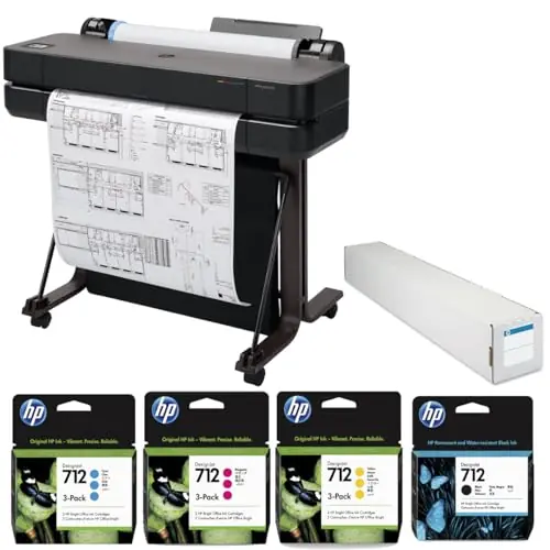 DesignJet T630 24" Wireless Large Format Color Thermal Inkjet Plotter Printer, 2025 Edition