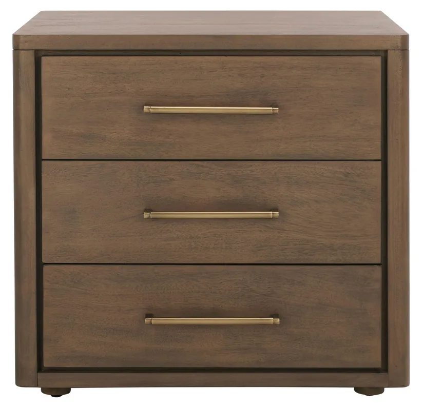 SAFAVIEH Couture Home Collection Rosey Brown 3-Drawer Wood Nightstand Table (Fully Assembled)