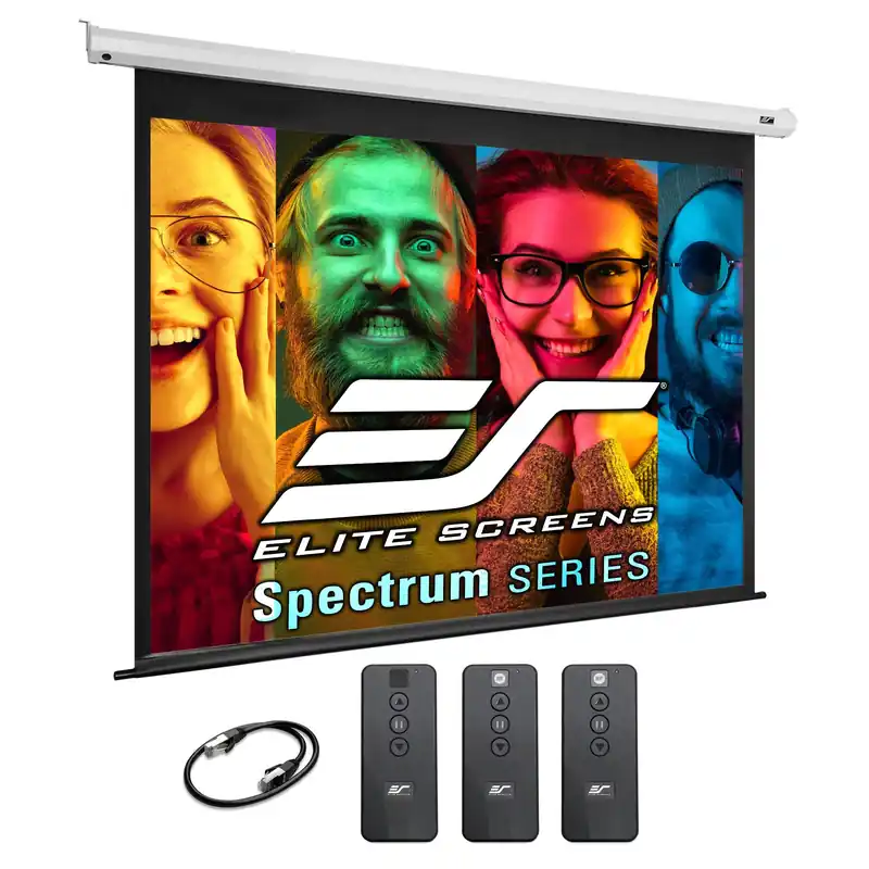 Elite Screens Spectrum 140-Inch Electric Motorized Projector Screen 4 3, 4K/8K UHD, Drop Down for Classroom & Office, Wall/Ceiling Mount, White Case, ELECTRIC140V2