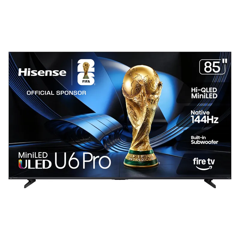 Hisense 85" U6 Pro Series Mini‑LED 4K UHD HDR Gaming AI Smart Fire TV (85U6SF Pro, 2026 New) – Hi-QLED, Native 144Hz, Motion Rate 480, Dolby Vision IQ,· Atmos, HDR10+, Glare-Free, Alexa+