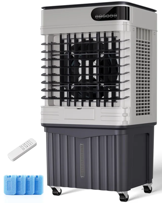 Uthfy Swamp Cooler, 42 Inch Evaporative Air Cooler with 13.5 Gal Large Water Tank, 3600 CFM, 120° Oscillation, 3 Modes & 3 Speeds, Remote, 12 H Timer, 4 Ice Packs, Portable Air Conditioner for Outdoor