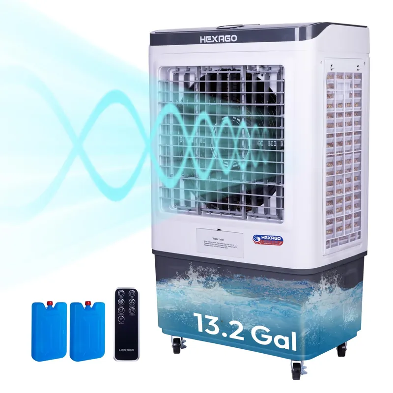 Swamp Cooler, 7500 CFM Evaporative Air Cooler with 3-Speed, Remote Control, 24H Timer, 13.2 Gallon, 9 FT Cord, Portable swamp cooler for Indooor Outdoor Patio Garage Use, ETL Safety Listed