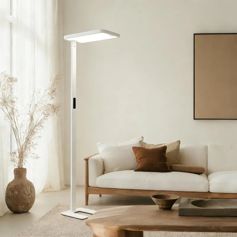 PalFish Pure Light Floor Lamp - Motion Sensor, 9500LM Full Spectrum 4000K Natural Daylight, 60,000+ Hour Lifespan, Dimmable 100W Eye-Care Standing Reading Lamp for Home Office