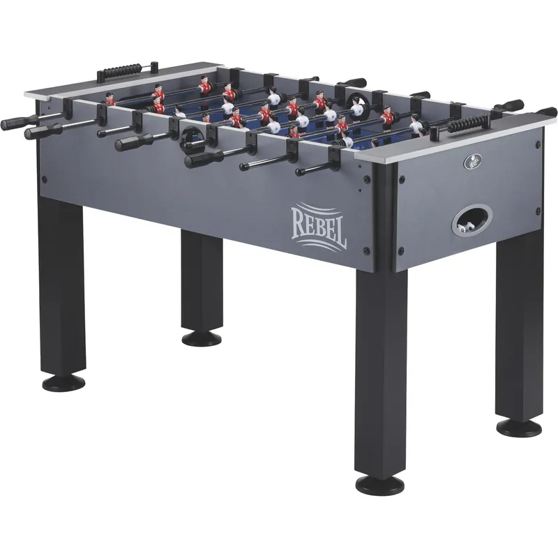 Fat Cat Rebel 4.5 Foot Foosball Table, Soccer Table Game with Quick Snap Rods, Blue Playing Field, Abacus Scoring, Includes 4 Foosball Balls