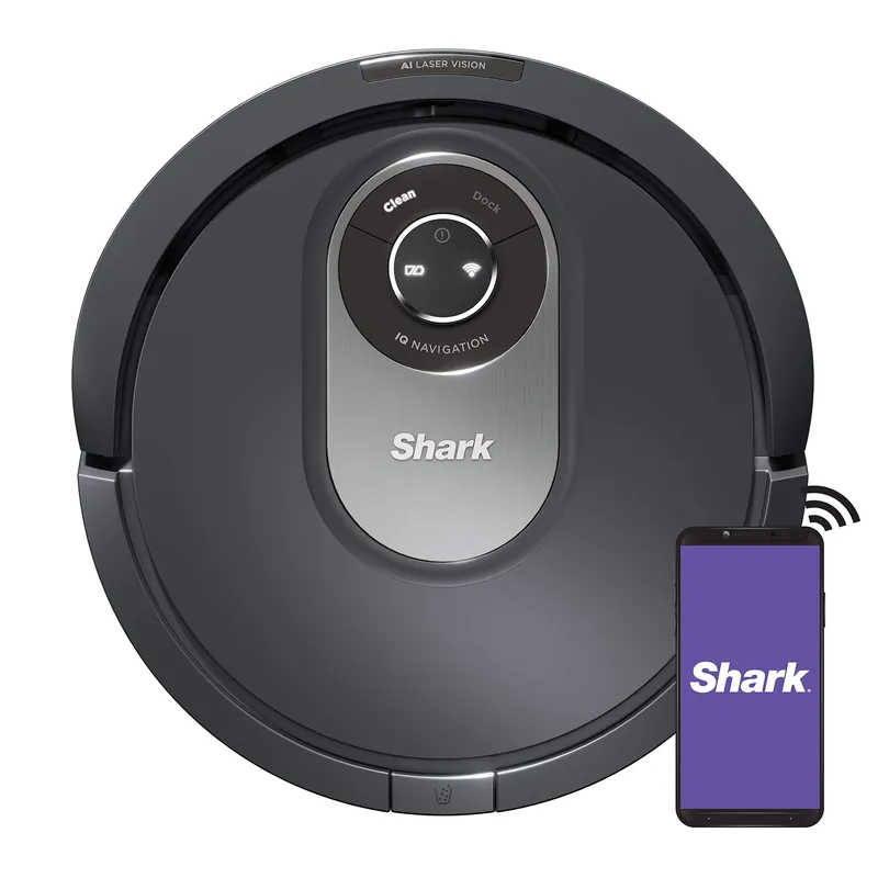 Shark AI Robot Vacuum, Smart Mapping Scheduling Pet Hair Pick Up Logical Navigation, Black/Silver (RV2001), Carpet