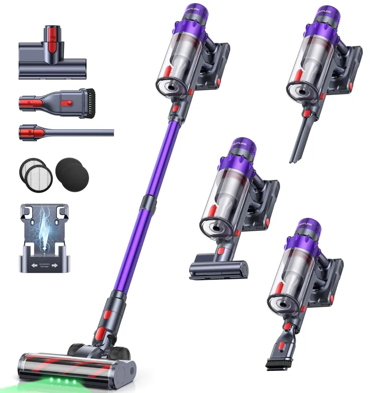 SMOTURE Cordless Vacuum Cleaner, 650W 55KPA 70Mins Vacuum Cleaners for Home, Cordless Stick Vacuum with LED Touch Screen, Anti-Tangle Wireless Vacuum, Handheld Vacuum for Pet Hair/Carpet/Floor