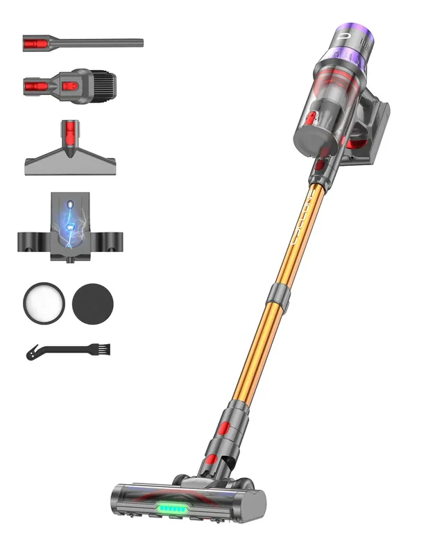 Dsoope YU7 Max Cordless Vacuum Cleaner 650W 80Min 55kPa Powerful Suction Stick Vacuum, Anti-Tangle, Touch Screen, Self-Standing Lightweight Wireless Vac for Home Pet Hair Carpet Hard Floors