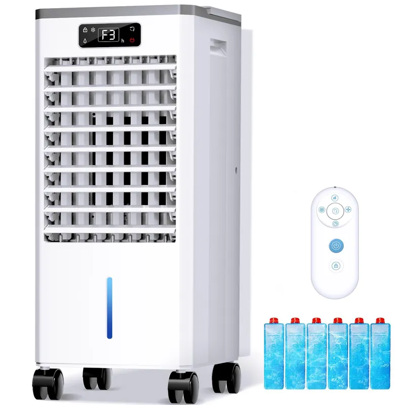 WICOLO Evaporative Air Cooler, Windowless Portable Air Conditioners Fan w/3 Modes & 3 Speeds, 12H Timer for Smart Auto-off, 2-Gal Tank for 20H Cooling,16FT Remote,No Hose Needed,46db Swamp Cooler