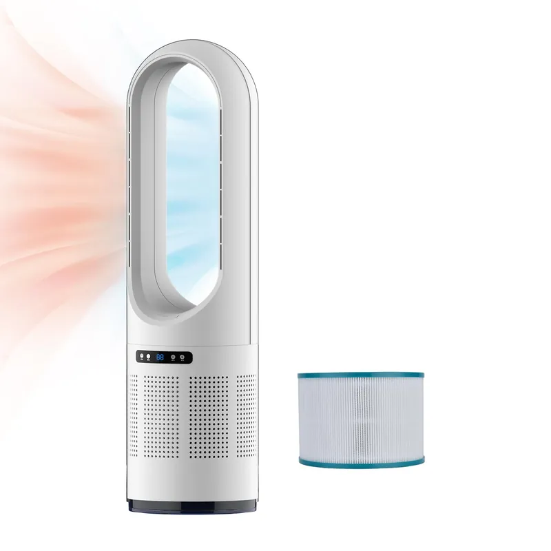 3 IN 1 Tower Fan, 31.5Inch Cooling & Heating Bladeless Fan with HEPA Filter 99.97%, Heater Fan Floor Fan Combo 80° Oscillating with Remote, 8H Timer for Indoor, Bedroom, Home Office Room