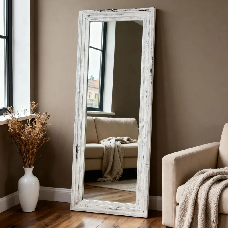 Yumyolk Full Length Mirror with Stand 68"x24" Long Wood Dressing Mirror Full Body Wall Mounted for Bedroom White