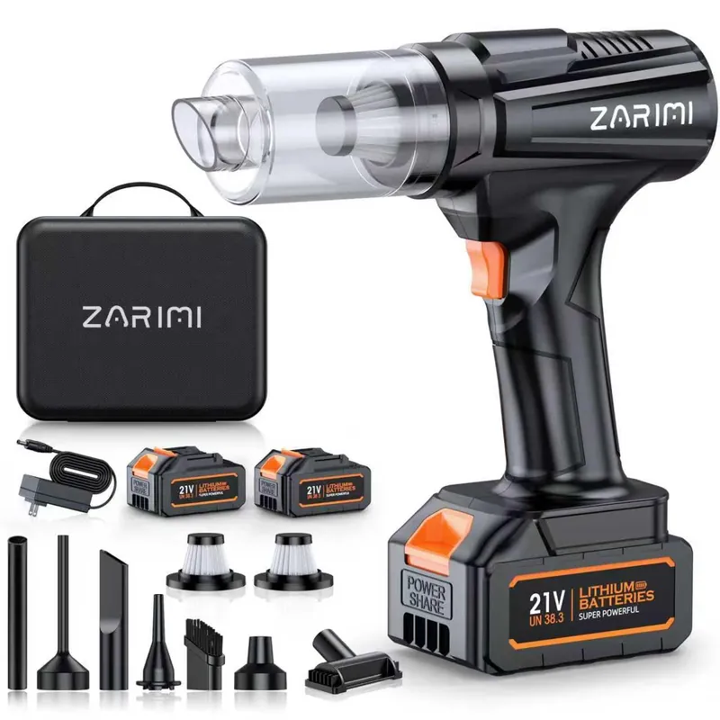 ZARIMI Cordless Handheld Car Vacuum Cleaner, 50,000Pa High-Power Brushless Motor, Rechargeable Dust Buster with 2 Batteries & Charger, 6-in-1 Portable Vacuum Cleaners for Home, Pet Hair, Black