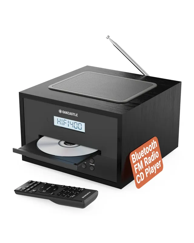 Home Stereo System with CD Player Bluetooth & Radio 40W FM Radio, Solid Wood Build, 30 Presets, and Alarm Multi Format Support, CD Player for Home, Compact Music System Oakcastle Hifi400
