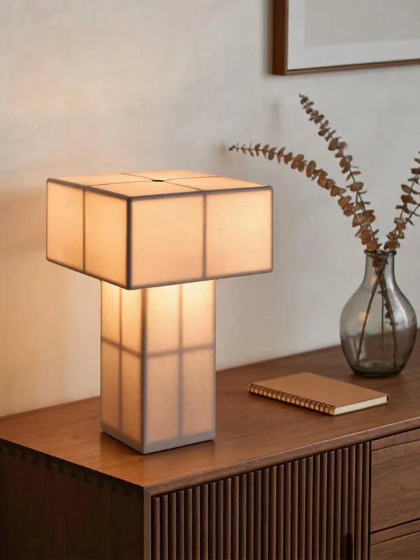 INSSKY 9.1‘‘Modern Table Lamp with Silky White,Handmade Bedside Lamp for Home Decor,Cordless Rechargeable Lamp,LED Dimmable Ambient Lighting for Nightstand,Living Room,Bedroom,Office,Bulb Included