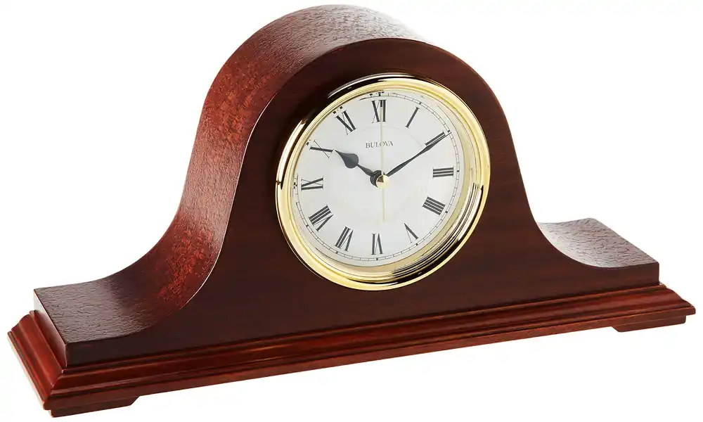 Bulova B1929 Bulova Annette I Chiming Mantel Clock, Model B1929 Classic Mahogany Finish Westminster Melody on the Hour Battery Powered I Chiming Clock