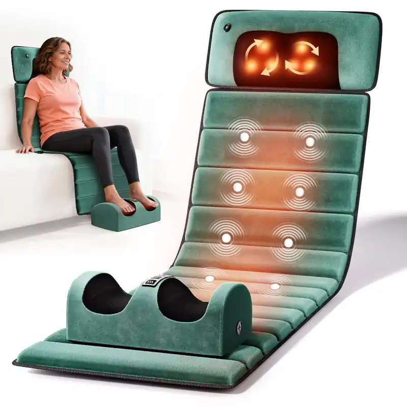 Himouta Full Body Massage Mat with Heat, Detachable Massager Pad Deep Tissue Pain Relief,10 Vibrating Motors for Relaxation at Home or Office