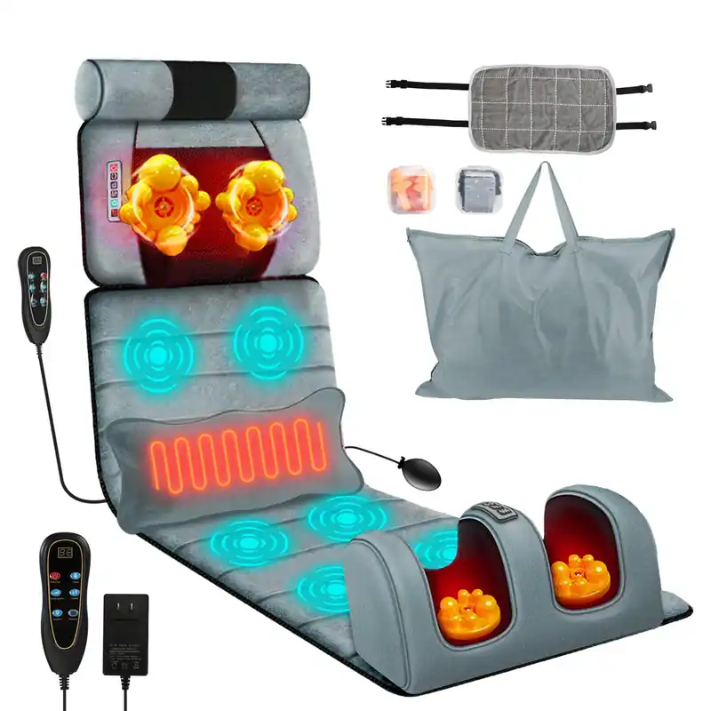 Moclever Full Body Massage Mat with Heat – Vibration Massage Pad for Back, Neck, Foot & Lumbar Support – Foldable Cushion Mattress with Timer & Adjustable Intensity for Home or Office Use
