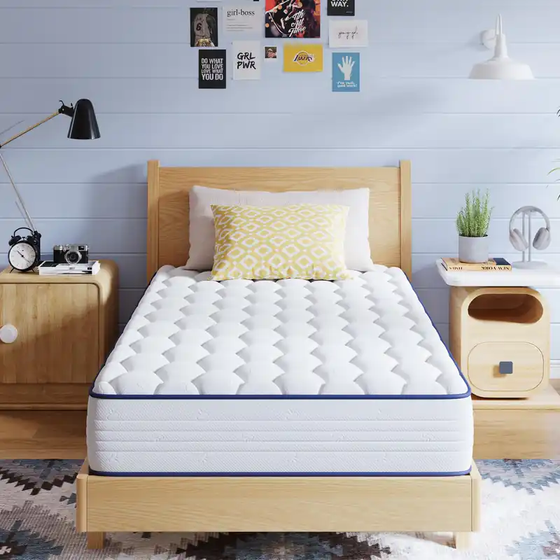Avenco 6 Inch Twin Mattress, Foam and Spring Hybrid Mattresses in a Box, Medium Soft, Breathable Fabric & Adaptive Support, CertiPUR-US Certified, Twin Size Mattress in Guest and Kids Bedroom