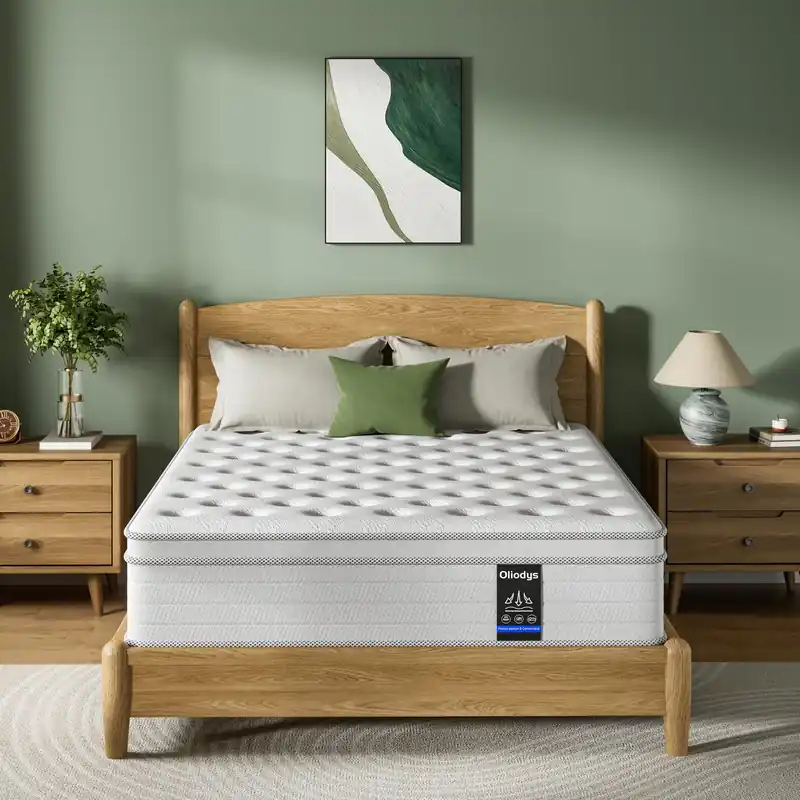 Oliodys Queen Mattress, 14 Inch Hybrid Matress with Memory Foam & Individual Pocket Springs,Fiberglass Free, Soft and Breathable, Medium Feel