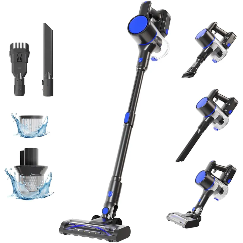 NEWBULIG Cordless Vacuum Cleaner, Lightweight Stick Vacuum for Home with Anti-Tangle and LED Lights, Powerful Rechargeable Wireless Cleaners for Hardwood Floors Carpet Pet Hair