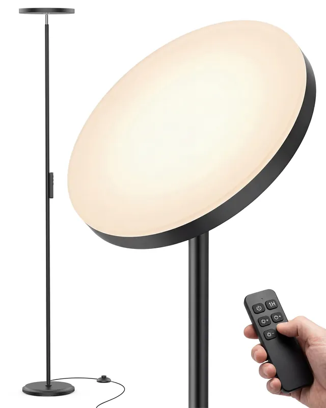 Natapai Floor Lamps for Living Room, 69" Tall LED Lamp, 2800LM Standing Lamp Remote & Foot Switch with 1H Timer, 2700-6500K Stepless Dimmable Modern Pole Light for Bedroom, Reading, Black