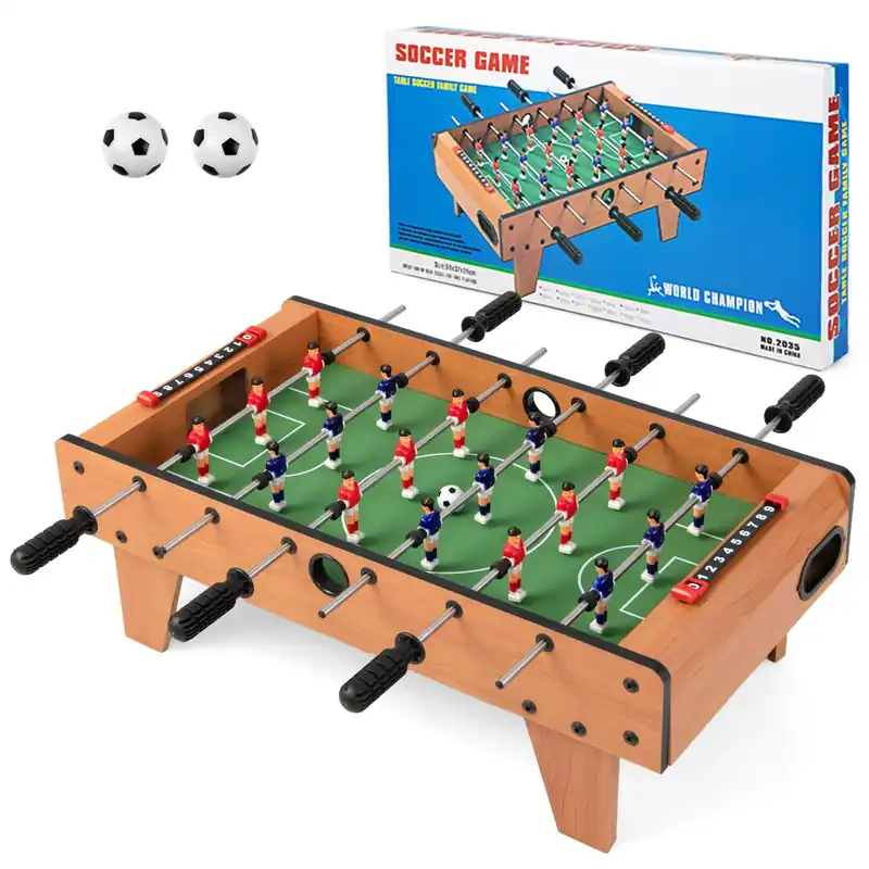 GYMAX Foosball Table, 27" Table Top Foosball with 2 Footballs, Mini Foosball Table for Kids Game Room, Family Night, Wooden