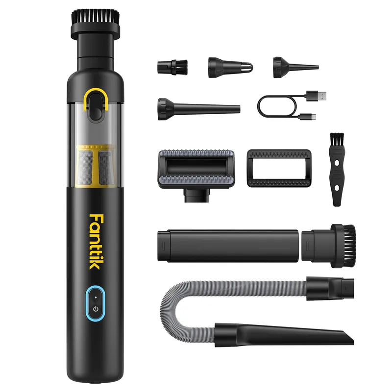 Fanttik Slim V8 APEX Car Vacuum, 4-in-1 Portable Mini Cordless Vacuum with 19000pa Suction Power, Type-C Charge, 2 Suction Modes, Handheld Vacuum for Small Jobs, Car, Office Desk, Keyboards (Black)