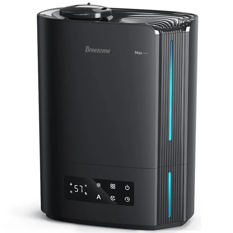 BREEZOME 6L Humidifiers for Bedroom Large Room & Essential Oil Diffuser, Ultrasonic Top Fill Cool Mist Humidifiers for Baby, Plants, Nursery Last up to 60 Hours, Smart Humidistat Control, Quiet, Black
