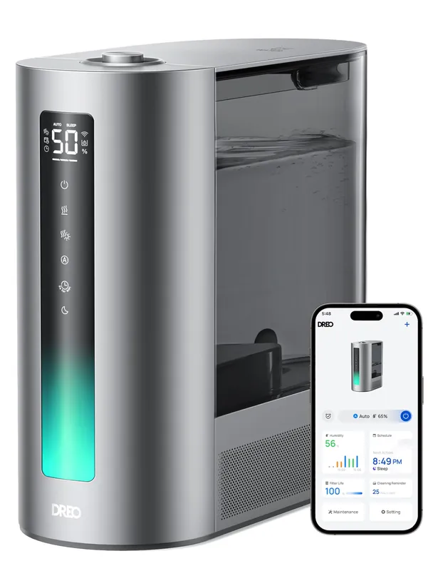DREO 6L Humidifiers for Bedroom, Smart Warm & Cool Mist for Large Room, 60Hr Quiet Runtime for Baby, Plant, Humidity Sensor, Indicator Light, 12H Timer, Google/Alexa, HM713S