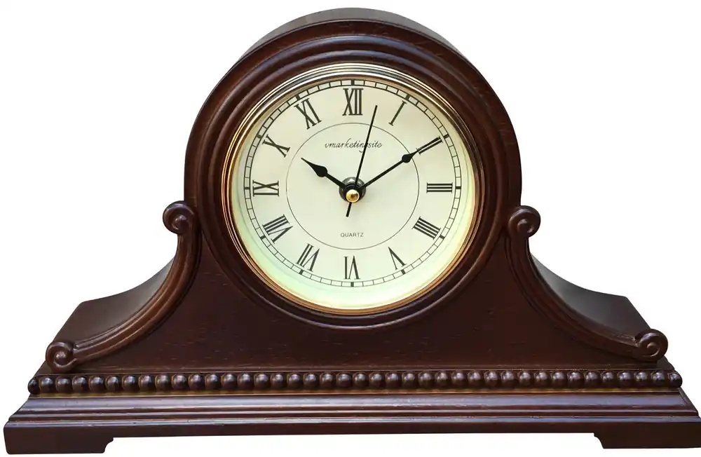 Vmarketingsite Mantel Clocks, Battery Operated, Silent Wood Mantle Clock with Westminster Chimes On The Hour, Solid Wooden Shelf Decorative Chiming Table Clock, 9" x 16" x 3"