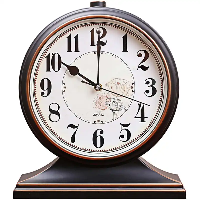 rnuie Desk Clock for Table Decor, Retro Mantel Clock Battery Operated for Fireplace Mantel, Living Room, Bedroom, Office, Desktop Decoration(Black)