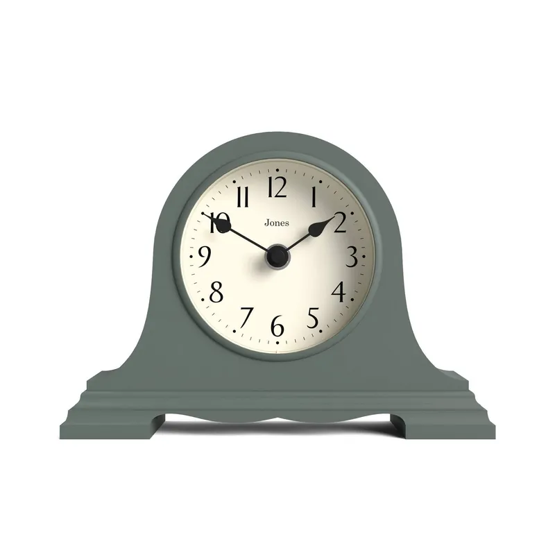 JONES CLOCKS® Speakeasy Small Mantel Clock Classic Napoleon’s hat Design Green Contemporary Classic Style for Desk, Table, Shelf or Bedside