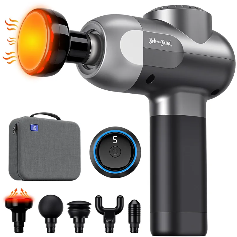 BOB AND BRAD C2 Plus Massage Gun with Heat, Deep Tissue Percussion FSA Massager Gun for Athletes & Pain Relief, Electric Handheld Back Neck Shoulder Muscle Massager, HSA Eligible Gift