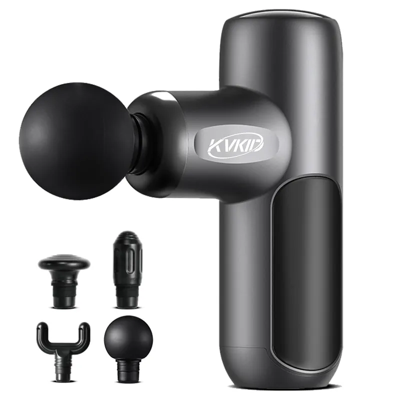 KVKID Mini Massager Gun, Massage Gun Deep Tissue with 4 Attachments, Portable Muscle Massager Gun for Back, Body Sore Muscles, Pain Relief, Rechargeable Small Massage Gun for Office, Home, Athletes