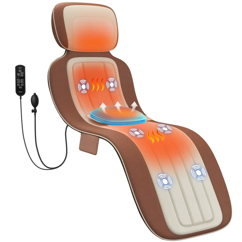comrelax Full Body Massage Mat with 3 Heating Zones, Head & Neck Support Pillow, Soft Foldable Relaxation Pad with Gentle Vibration for Bed, Floor or Couch, Home Use