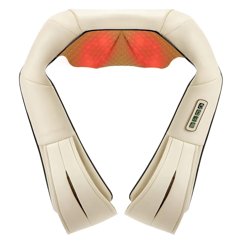 Nekteck Shiatsu Neck Massager with Heat for Pain Relief Deep Tissue, 2026 Upgraded 3D Back Shoulder Kneading Massage Pillow, Relaxation Gifts for Him Her Mom Dad Mother‘s Day, Beige (NOT Cordless)