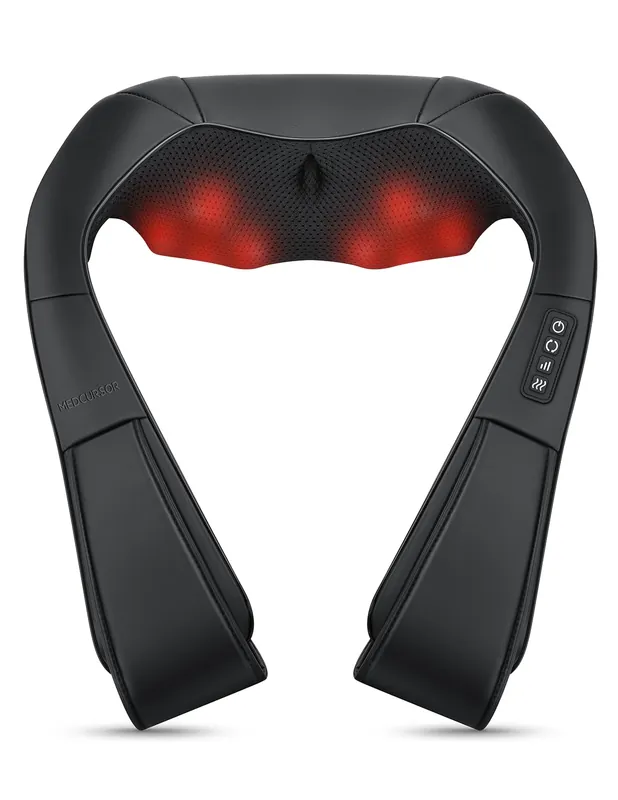 Medcursor Neck Massager - Portable Electric Neck and Back Massager with Heat, Deep Tissue 3D Kneading Pillow for Muscle Pain Relief, Ideal Father’s & Mother’s Day Gift, Not Cordless