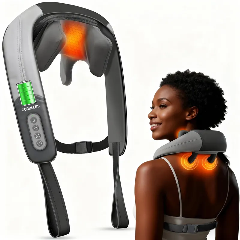 CuPiLo FSA Cordless Neck and Shoulder Massager - HSA Eligible Shiatsu Back Massager for Pain Relief Deep Tissue, Electric Rechargeable Cervical Massager with Heat