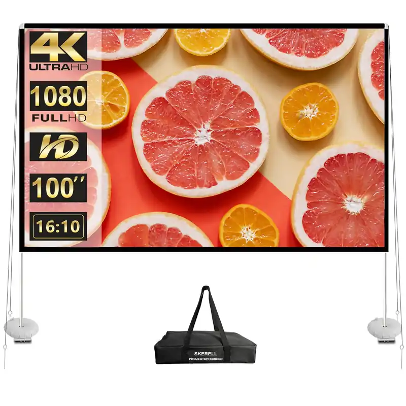 Outdoor Projector Screen with Stand 100 Inch Portable Projection Screen 16 10 4K HD Outdoor Movie Screen with Carry Bag for Home Backyard Theater